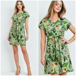 Beautiful Tropical Linen Blend Summer Dress